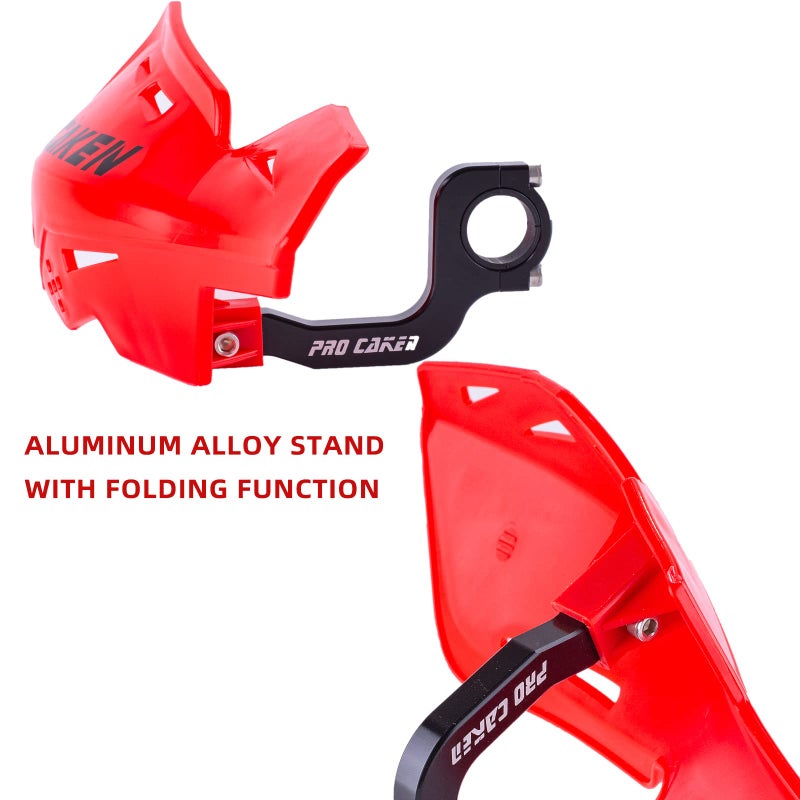 PRO CAKEN Universal 7/8"" 22mm and 1 1/8"" 28mm Handle Bar Hand Guards CNC Bracket for Dirt Bike Motocross ATV Scooter for CRF KLX KX LTR TRX SX SXF EXC XCW Grizzly hawk 250 Bicycles-Red - Image 3